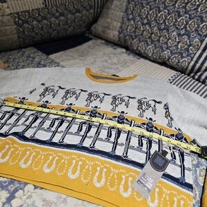 Double D Ranch Mustard and Navy Knit Sweater Size XL -NWT